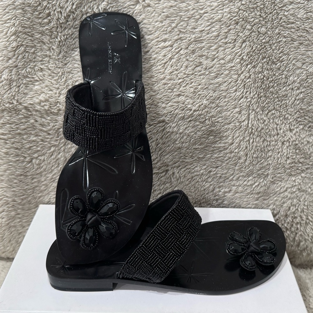 Anne Klein Women's Althea Beaded Sandals in Black, U.S Size 8.5 NEVER WORN